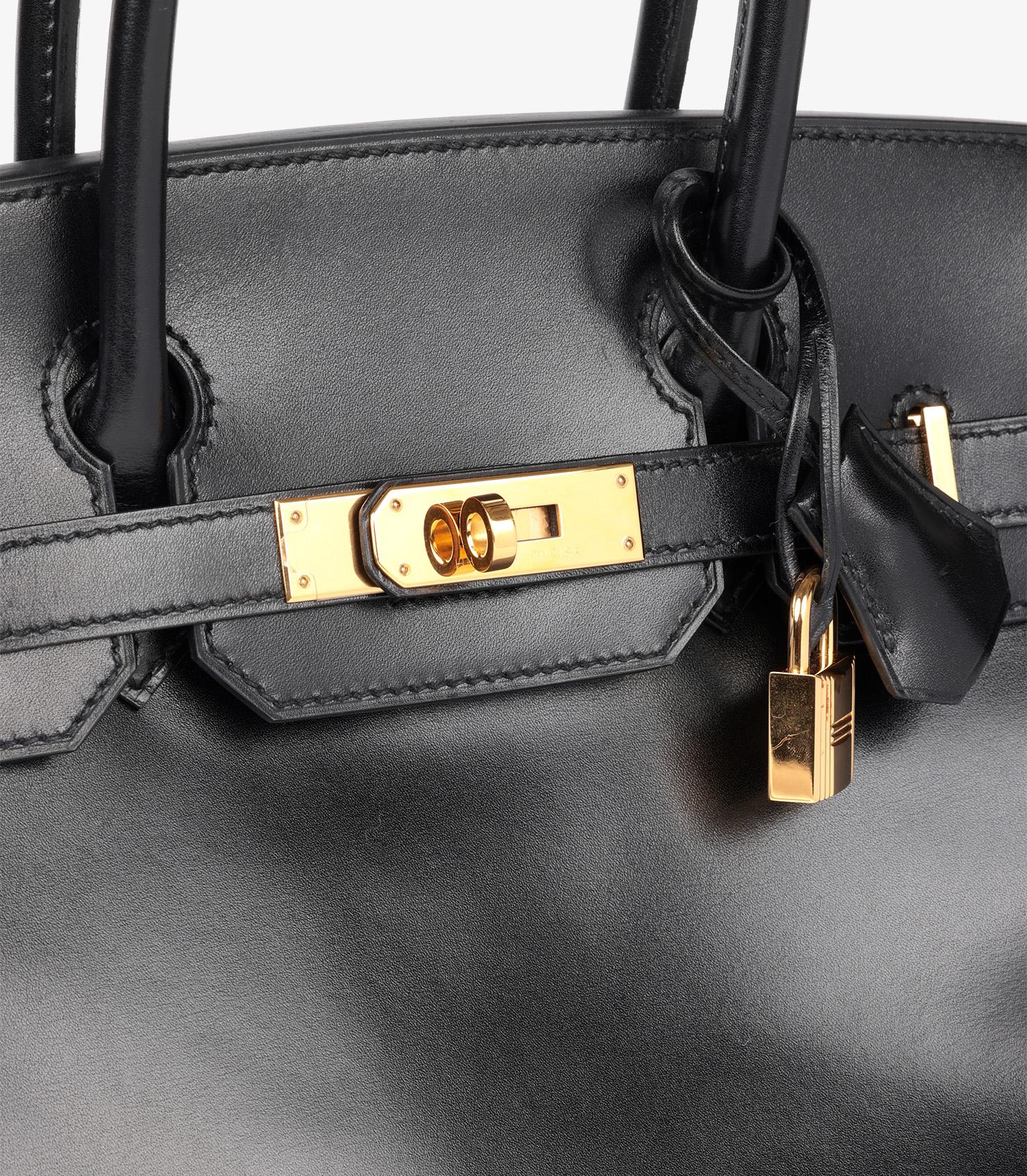 Hermès Black Box Calf Leather Birkin 30cm Retourne For Sale 4