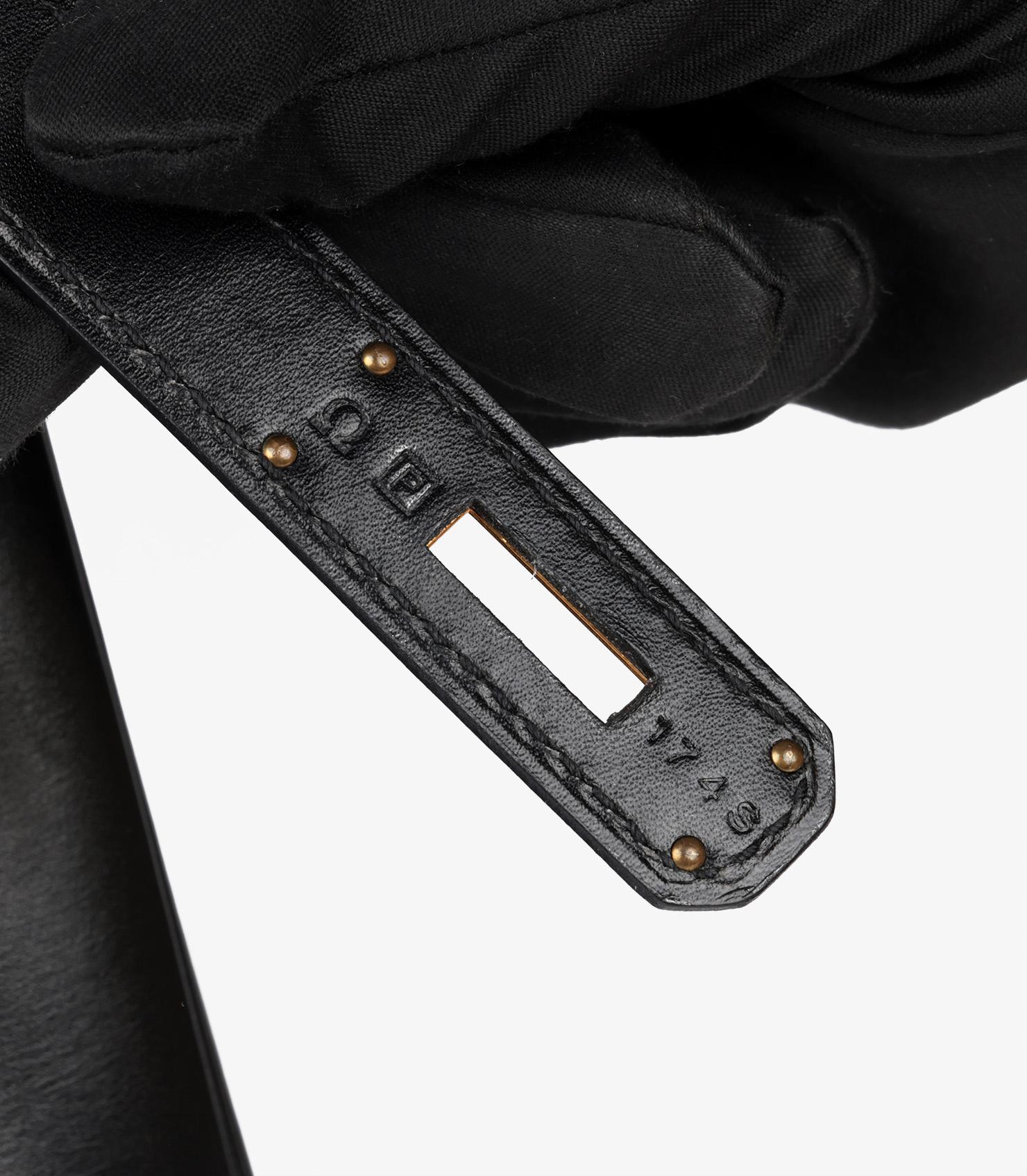 Hermès Boîte noire Birkin 30cm en cuir de veau Retourne en vente 5