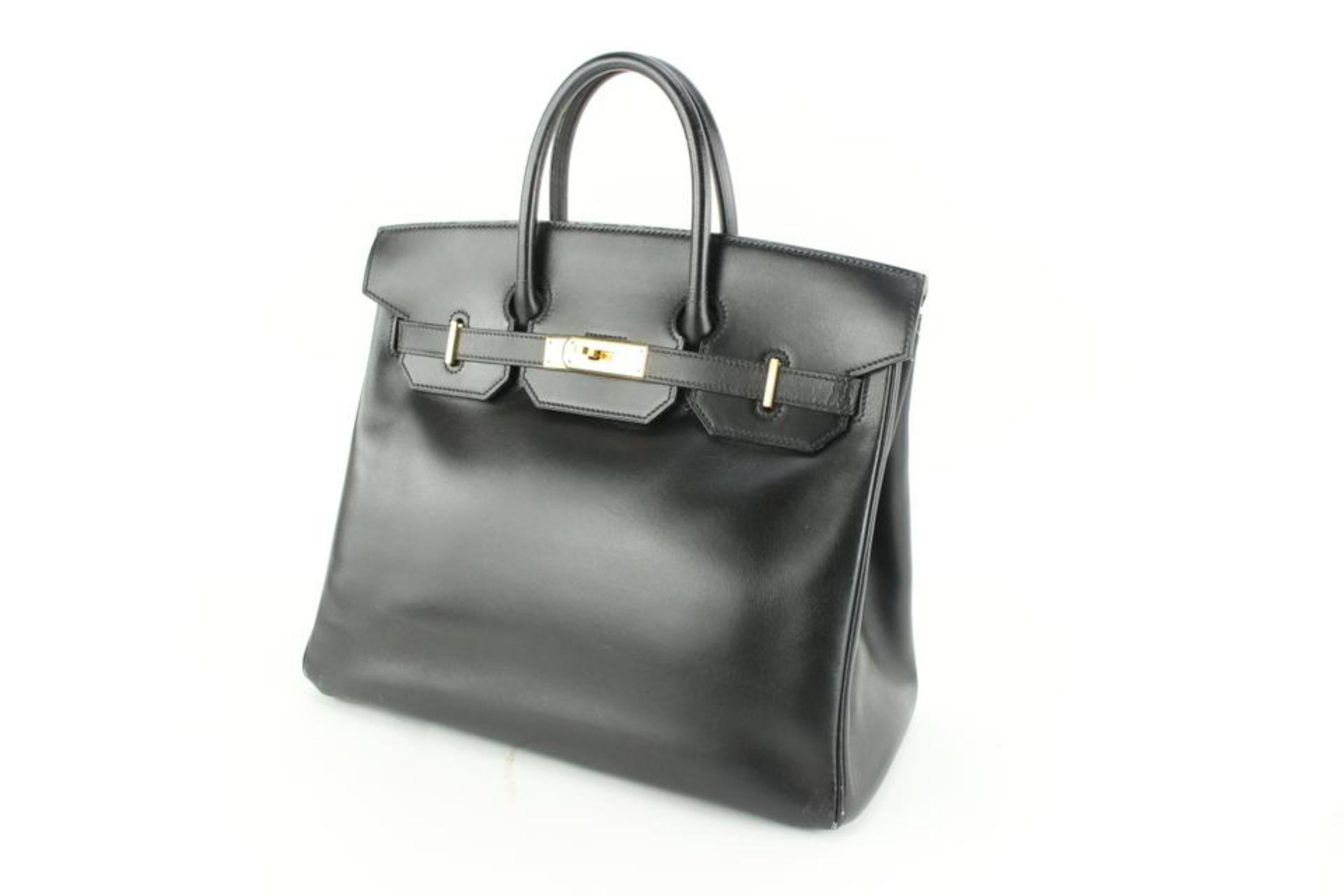 Hermès Black Box Calf Leather Birkin HAC 32 Haut A Courroies 87h615s 5