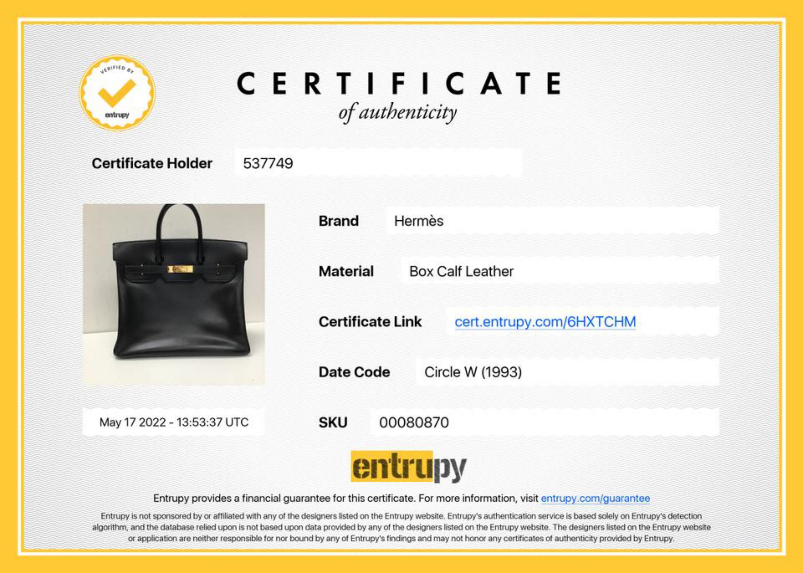 Hermès Black Box Calf Leather Birkin HAC 32 Haut A Courroies 87h615s 1