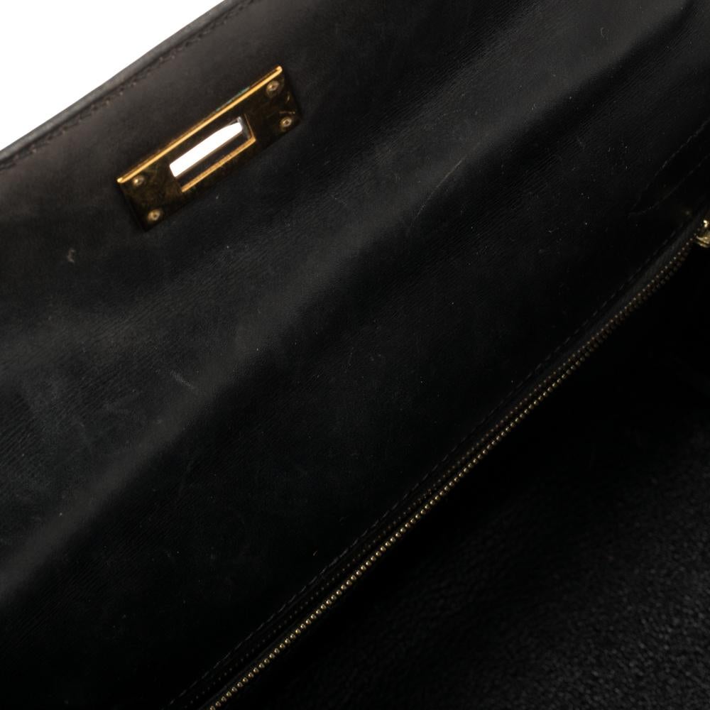 Hermes Black Box Calf Leather Gold Hardware Kelly Retourne 28 Bag 5