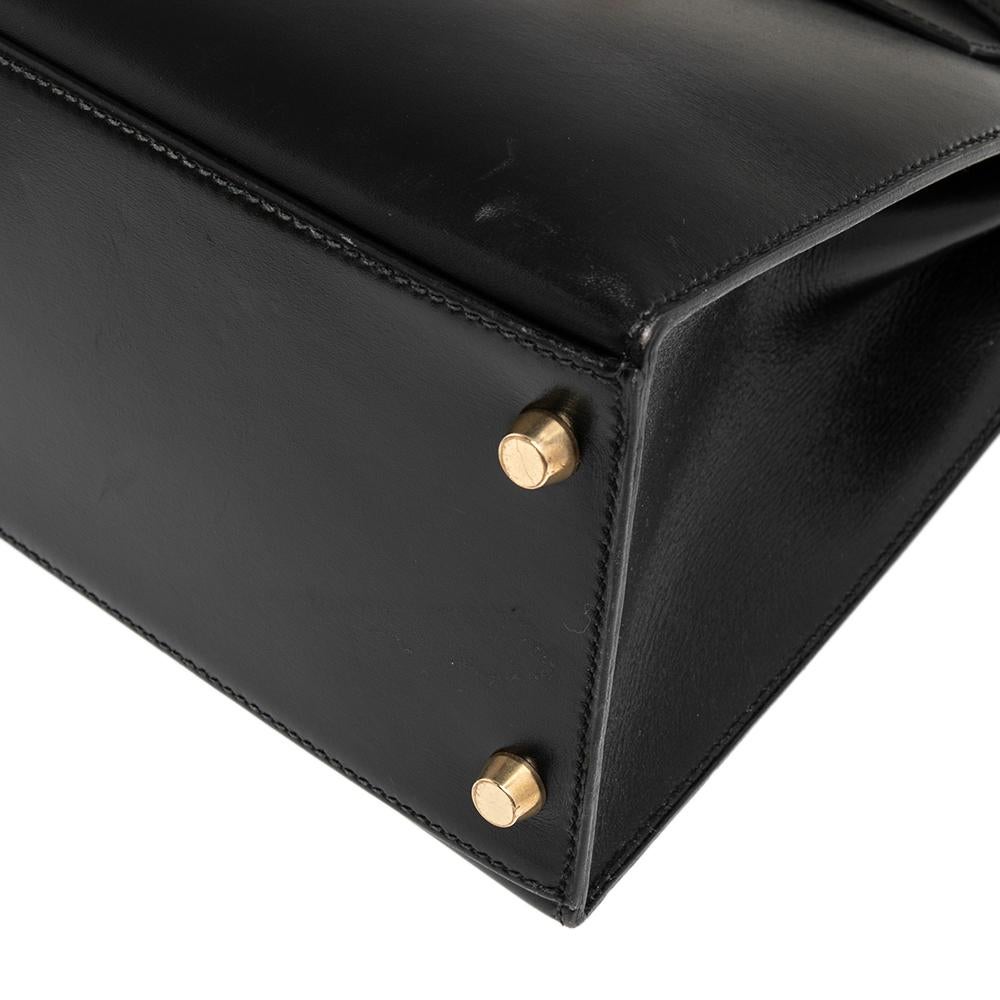 Hermes Black Box Calf Leather Gold Hardware Kelly Sellier 28 Bag 1