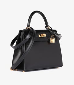 Hermès Black Box Calf Leather Kelly 25cm Sellier