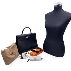 Hermes Black Box Calf Leather Kelly 35 Sellier Bag Handbag