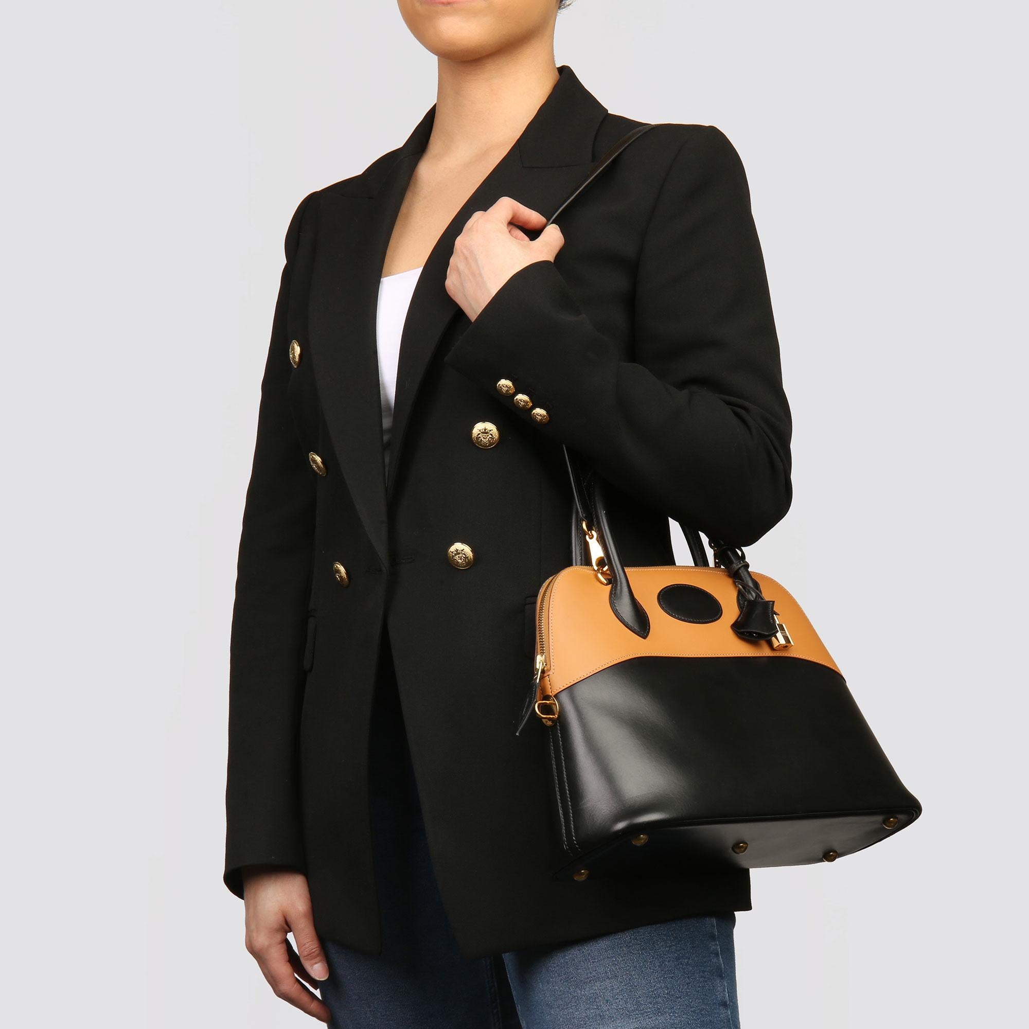 Hermès Black Box Calf Leather & Natural Chamonix Leather Bolide 31cm 7