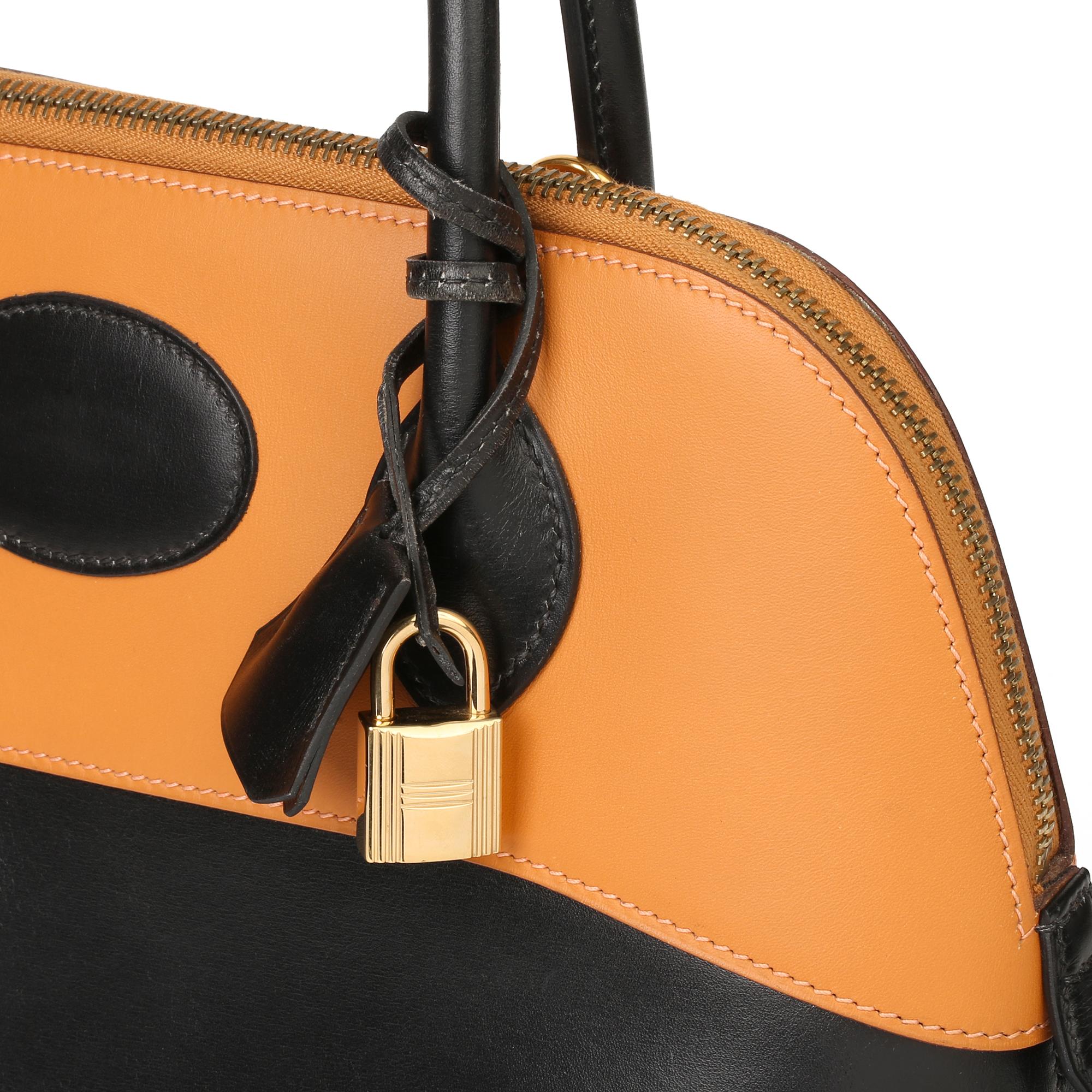 Hermès Black Box Calf Leather & Natural Chamonix Leather Bolide 31cm 3