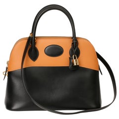 Hermès Black Box Calf Leather & Natural Chamonix Leather Bolide 31cm