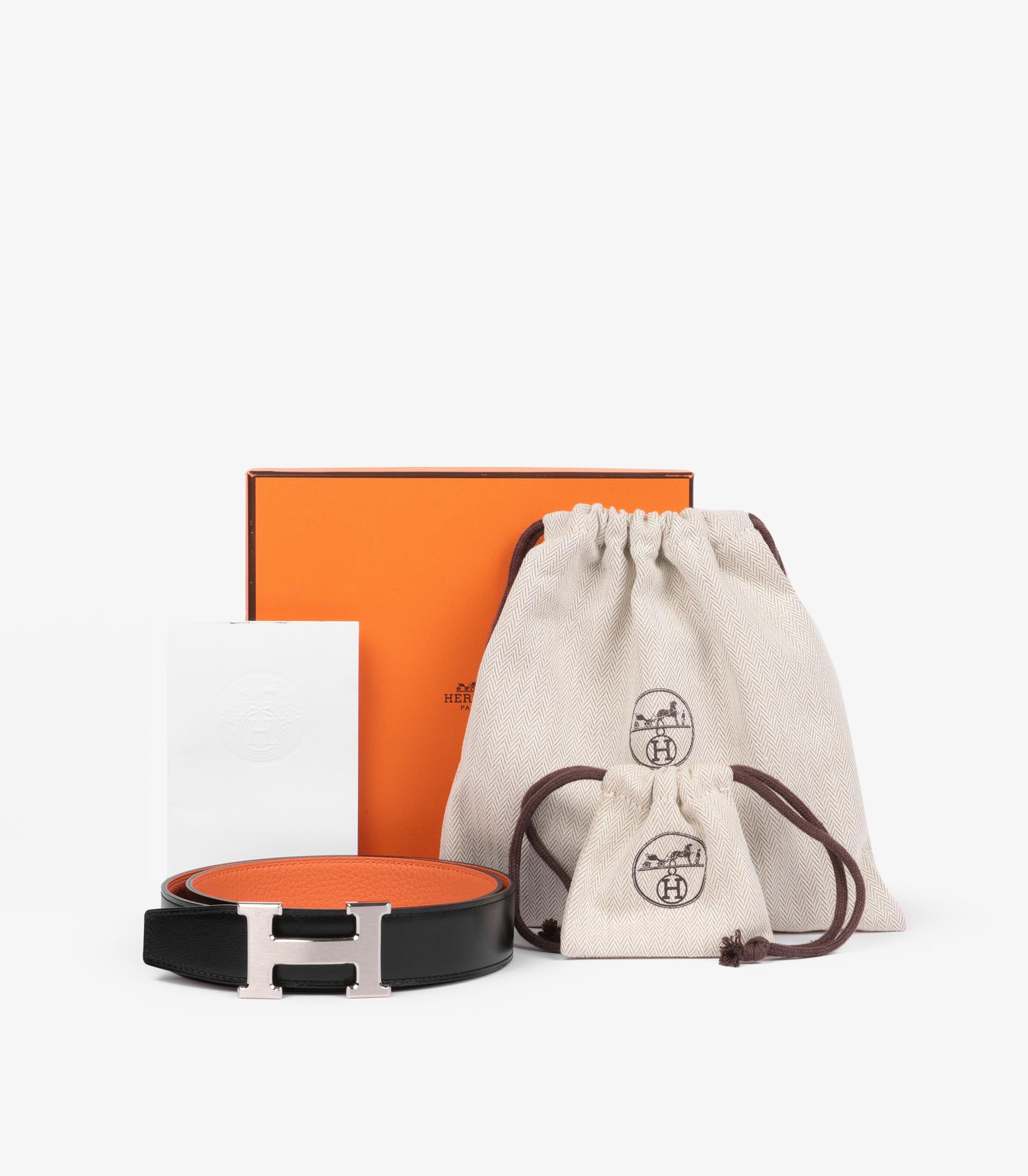 Hermès Black Box Kalbsleder & Orange H Togo Leder Constance Reversible 32mm für Damen oder Herren im Angebot