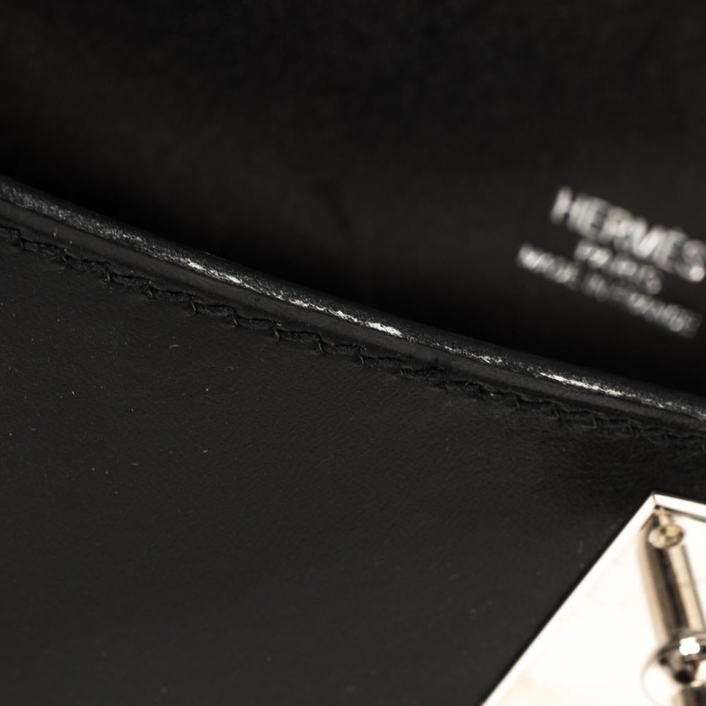 Hermes Black Box Calf Leather Palladium Hardware Kelly Longue Clutch 34 9