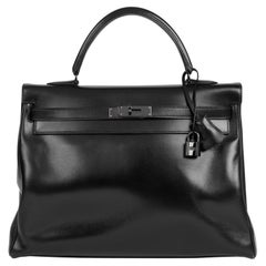 Hermès Black Box Calf Leather SO Black Kelly 35cm Retourne