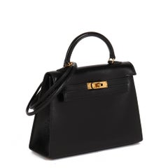 HERMÈS Black Box Calf Leather Vintage Kelly 15cm Sellier