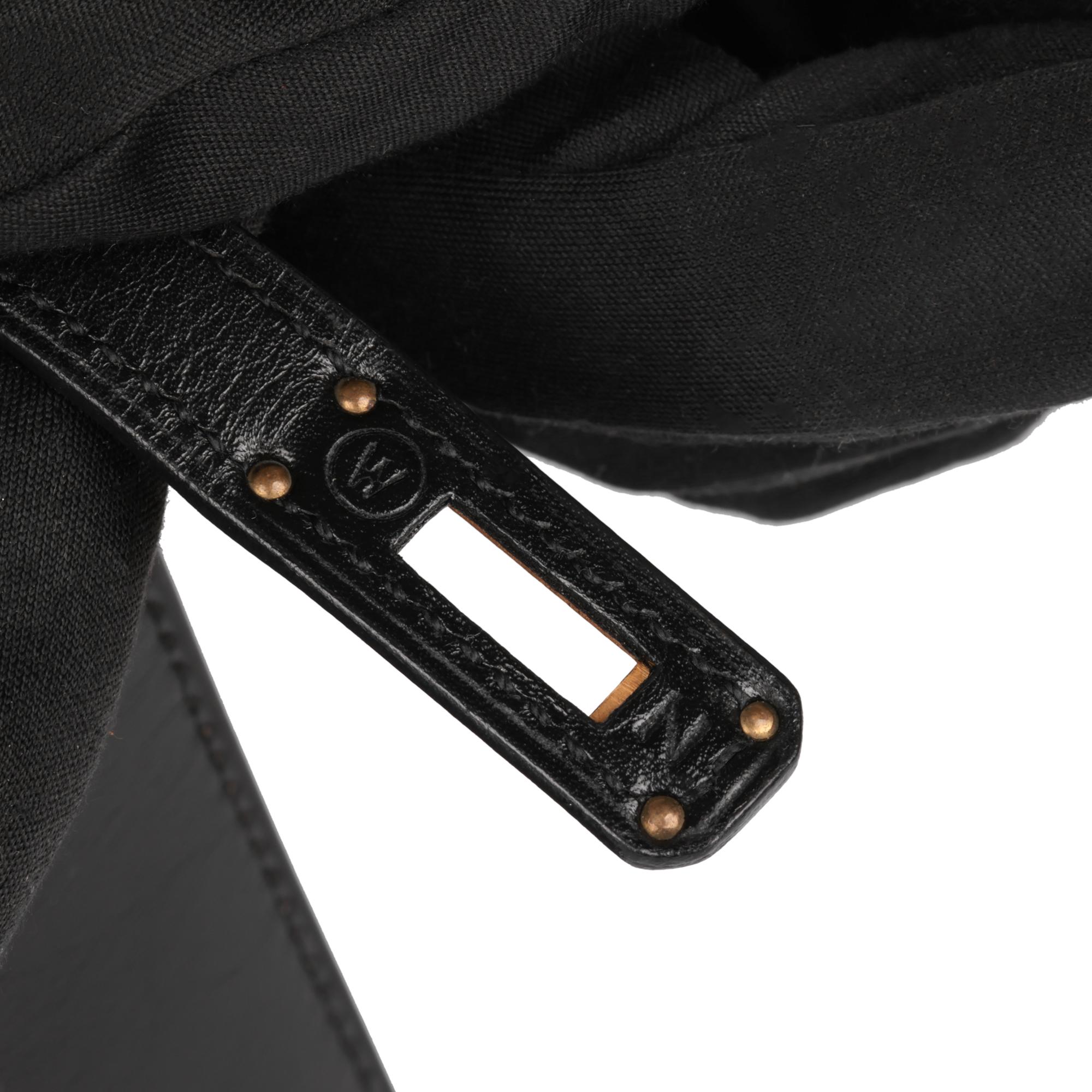 Hermès Black Box Calf Leather Vintage Kelly 20cm en venta 5