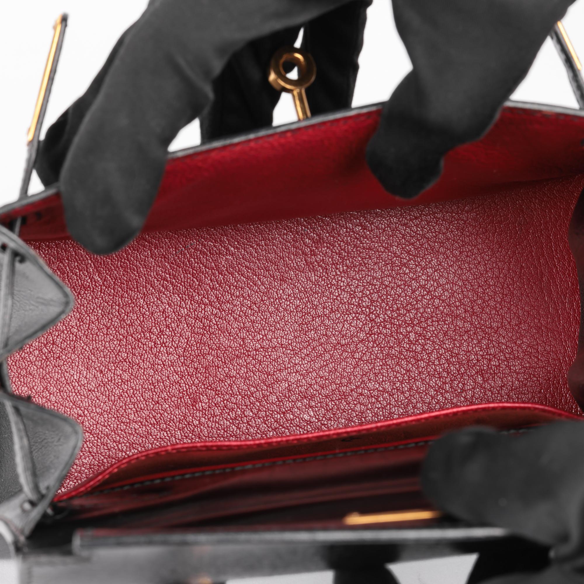Hermès Black Box Calf Leather Vintage Kelly 20cm 7