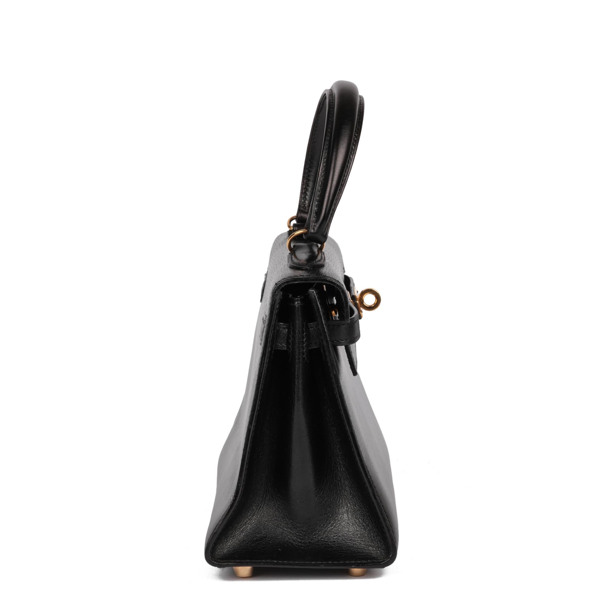 Hermès Black Box Calf Leather Vintage Kelly 20cm Negro en venta