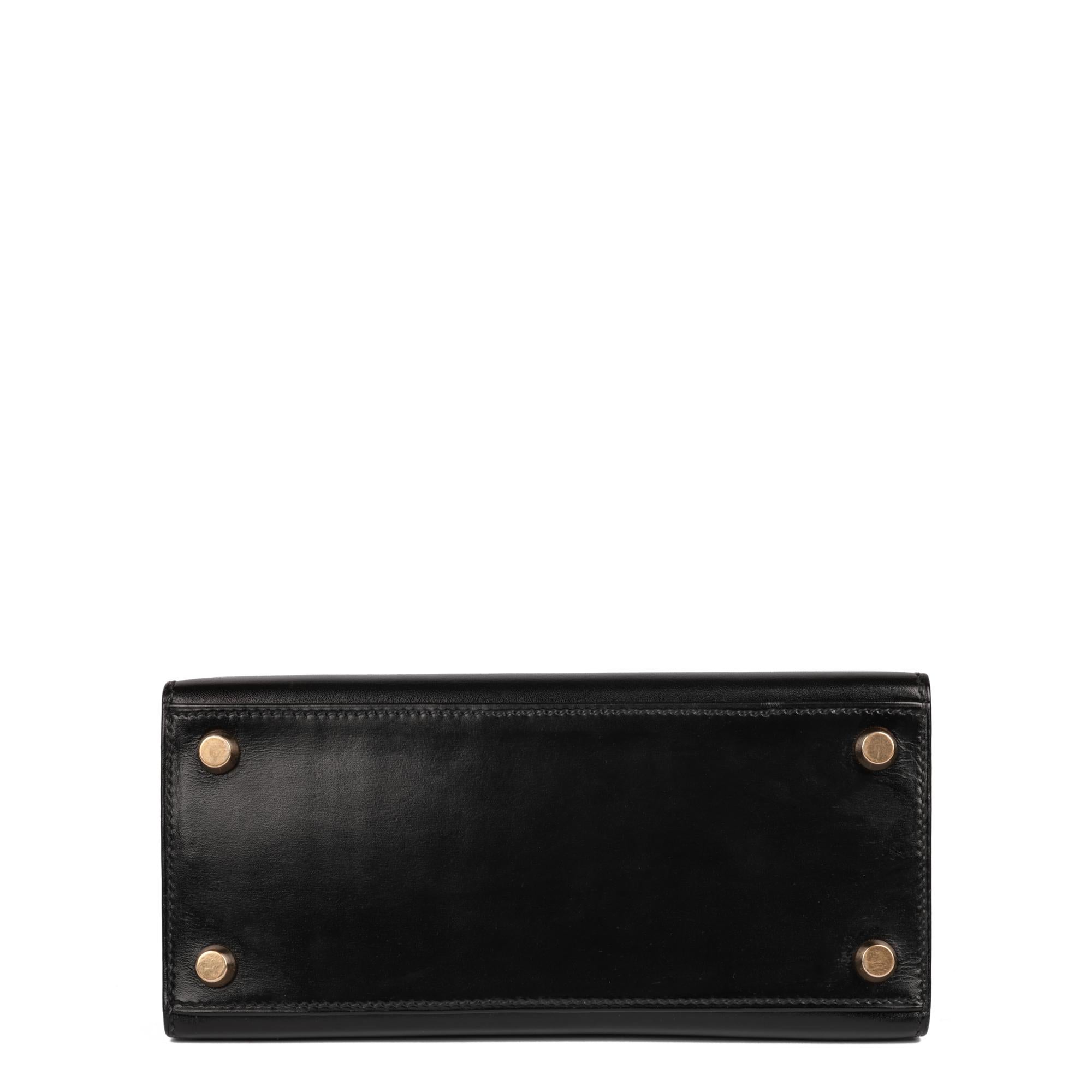 Hermès Black Box Calf Leather Vintage Kelly 20cm For Sale 2