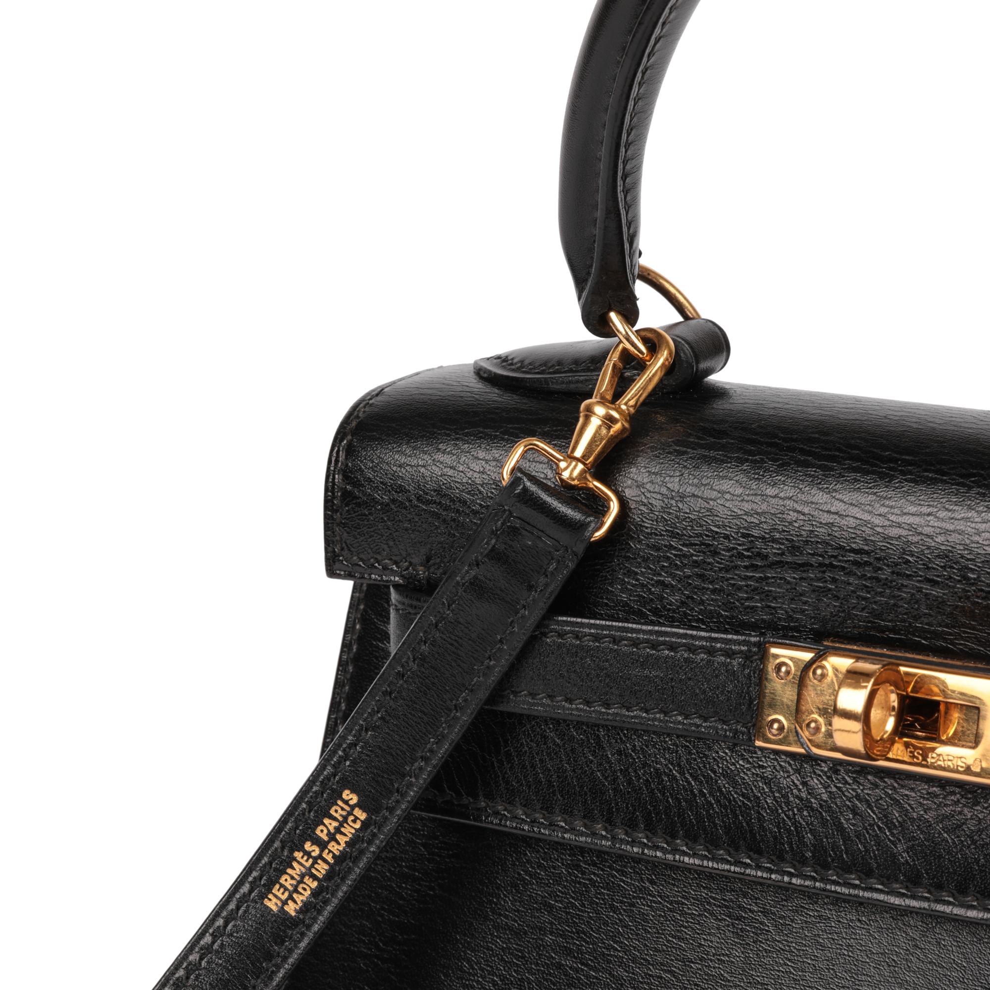 Hermès Black Box Calf Leather Vintage Kelly 20cm en venta 3