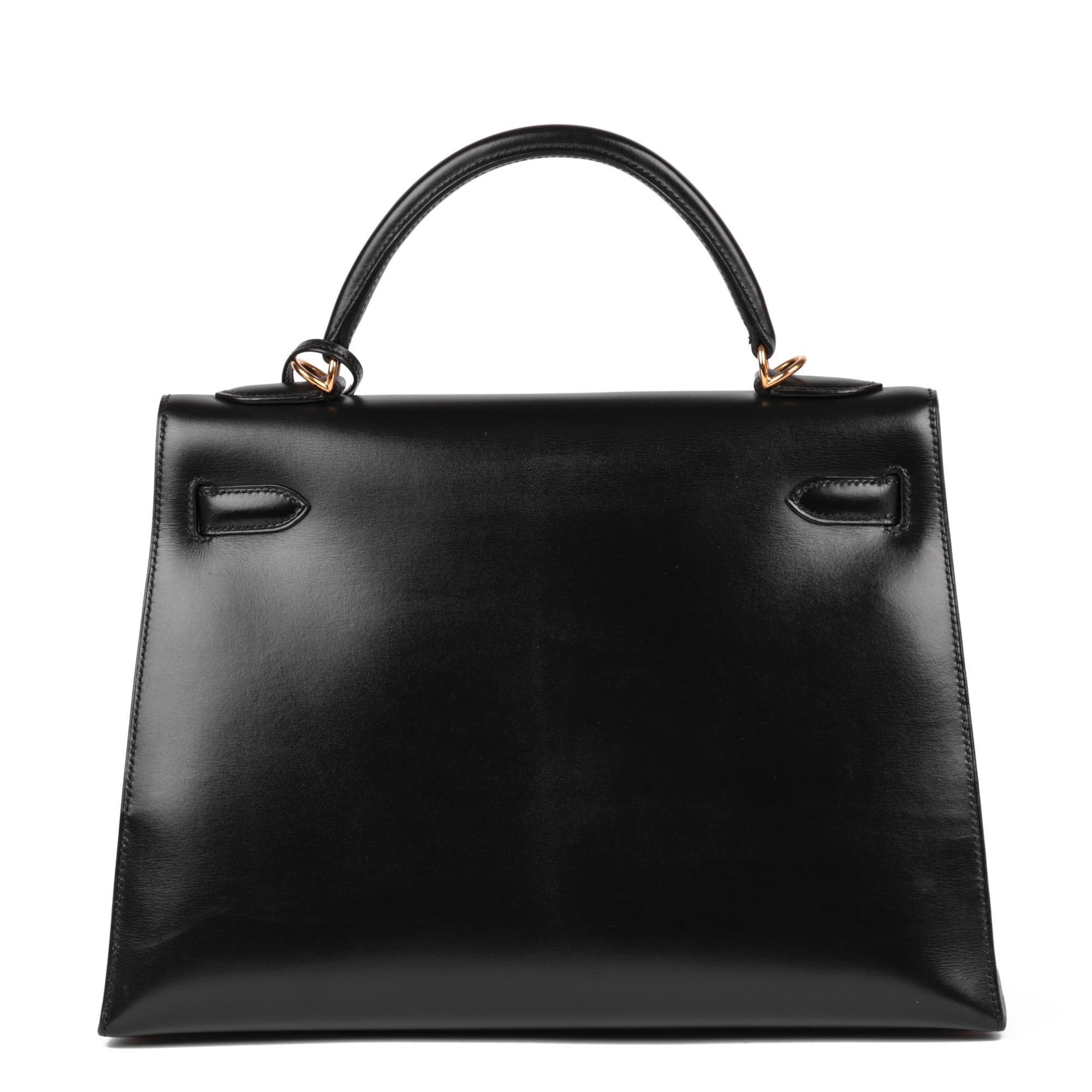 Hermès Black Box Calf Leather Vintage Kelly 32cm 1