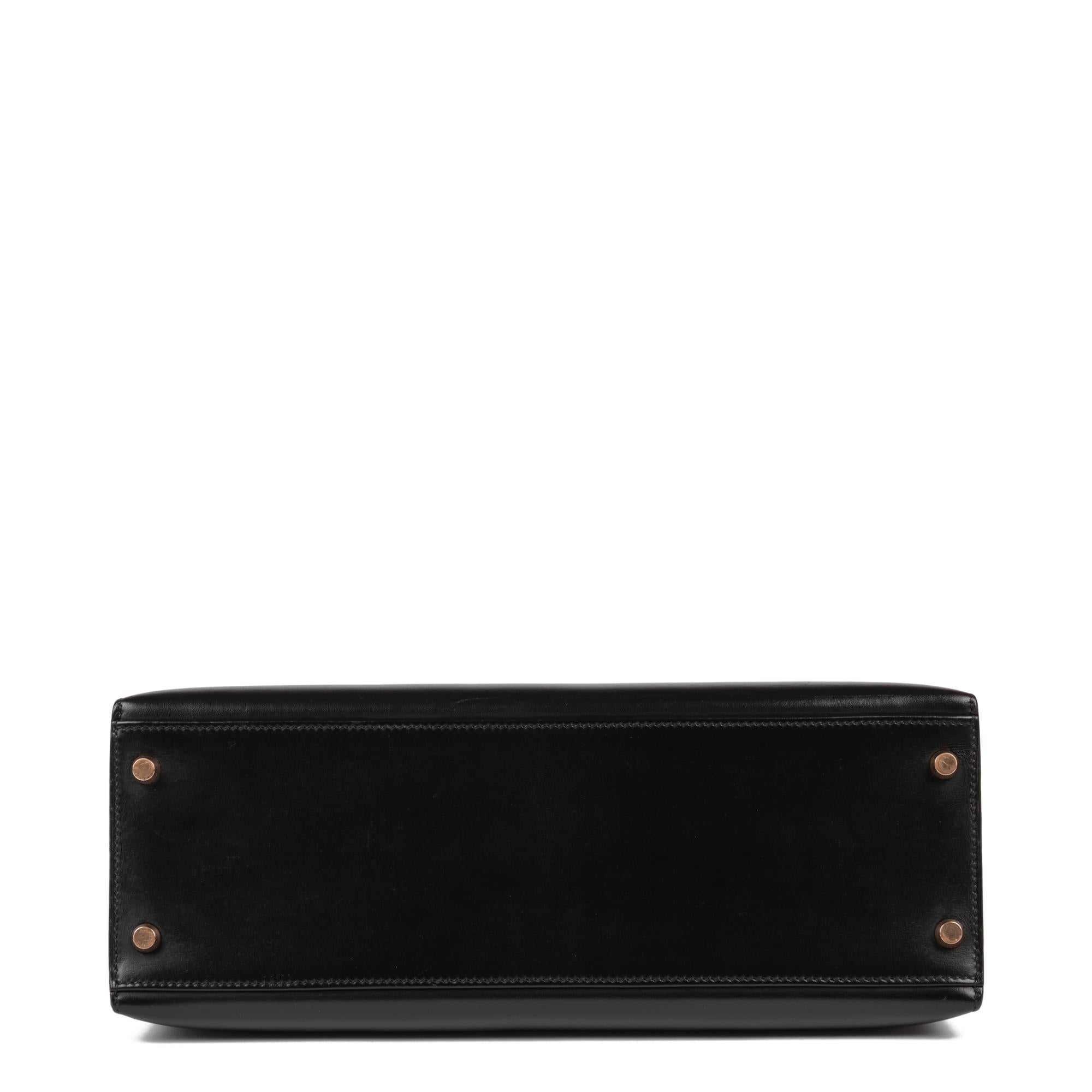 Hermès Black Box Calf Leather Vintage Kelly 32cm 2
