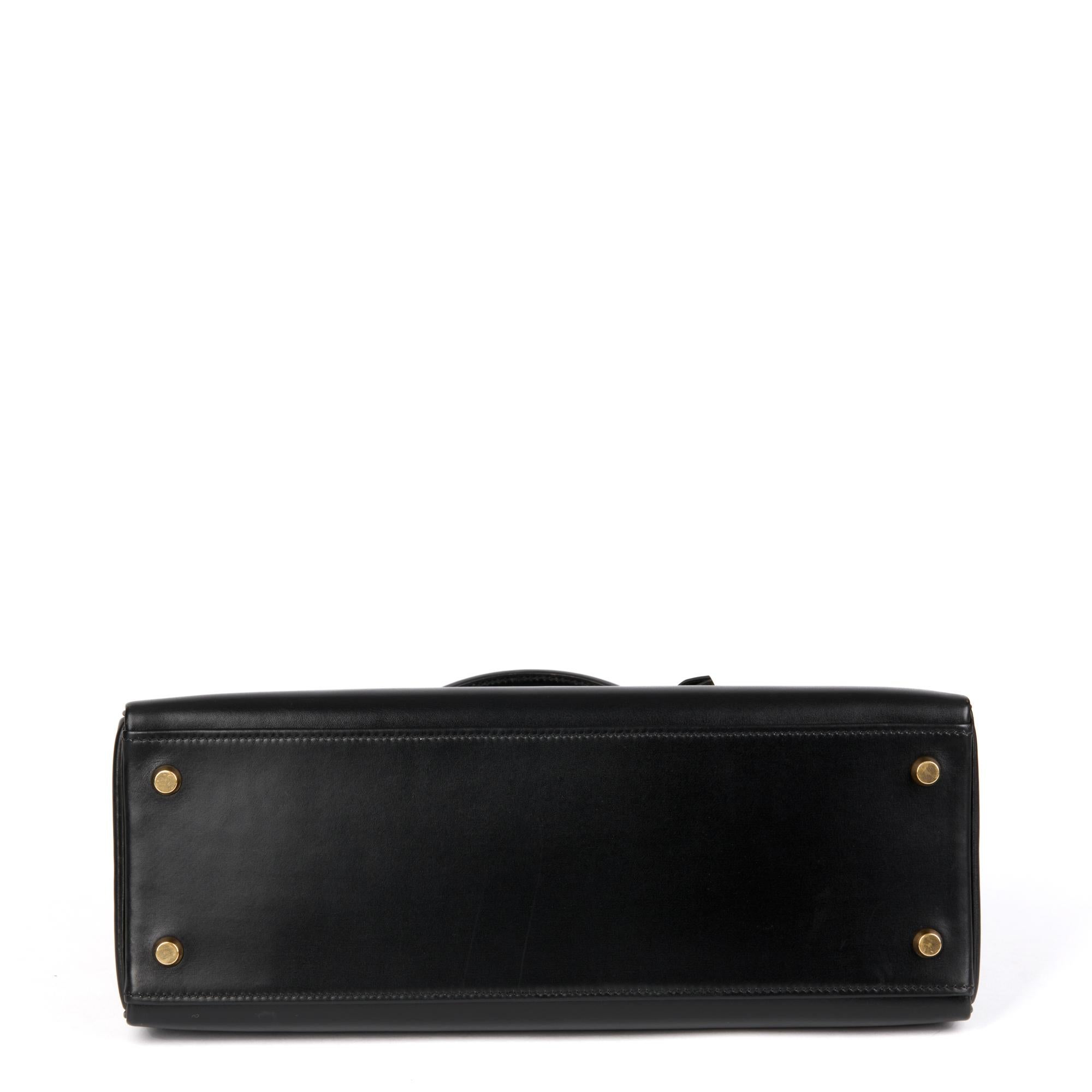 HERMÈS Black Box Calf Leather Vintage Kelly 32cm Retourne 2