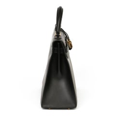 Hermès Black Box Calf Leather Vintage Kelly 32cm Sellier