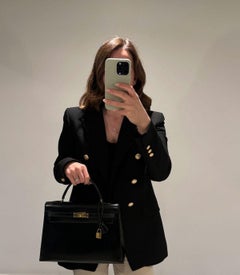 Hermès Black Box Calf Leather Vintage Kelly 32cm Sellier