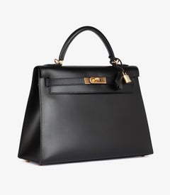 Hermès Black Box Calf Leather Vintage Kelly 32cm Sellier