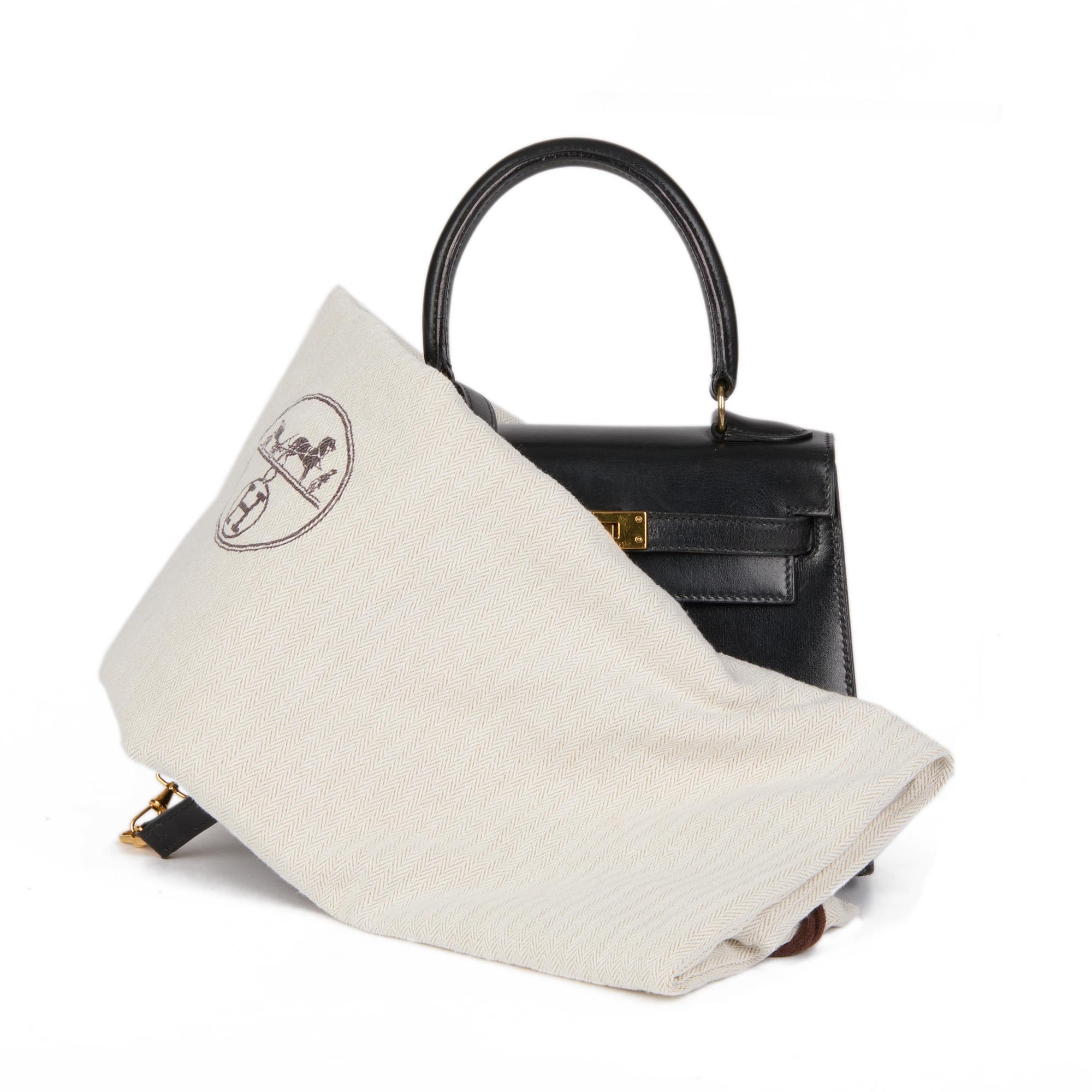 HERMÈS Black Box Calf Leather Vintage Mini Kelly 20cm 4