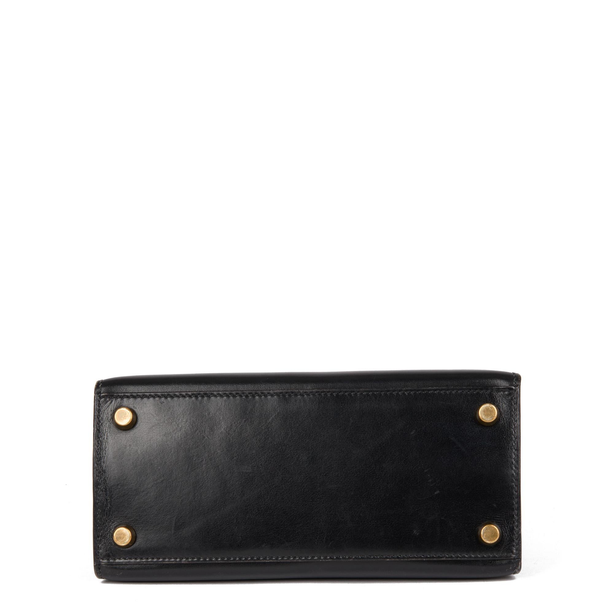 HERMÈS Black Box Calf Leather Vintage Mini Kelly 20cm For Sale 2