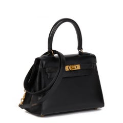 Hermès Black Box Calf Leather Vintage Mini Kelly 20cm Sellier