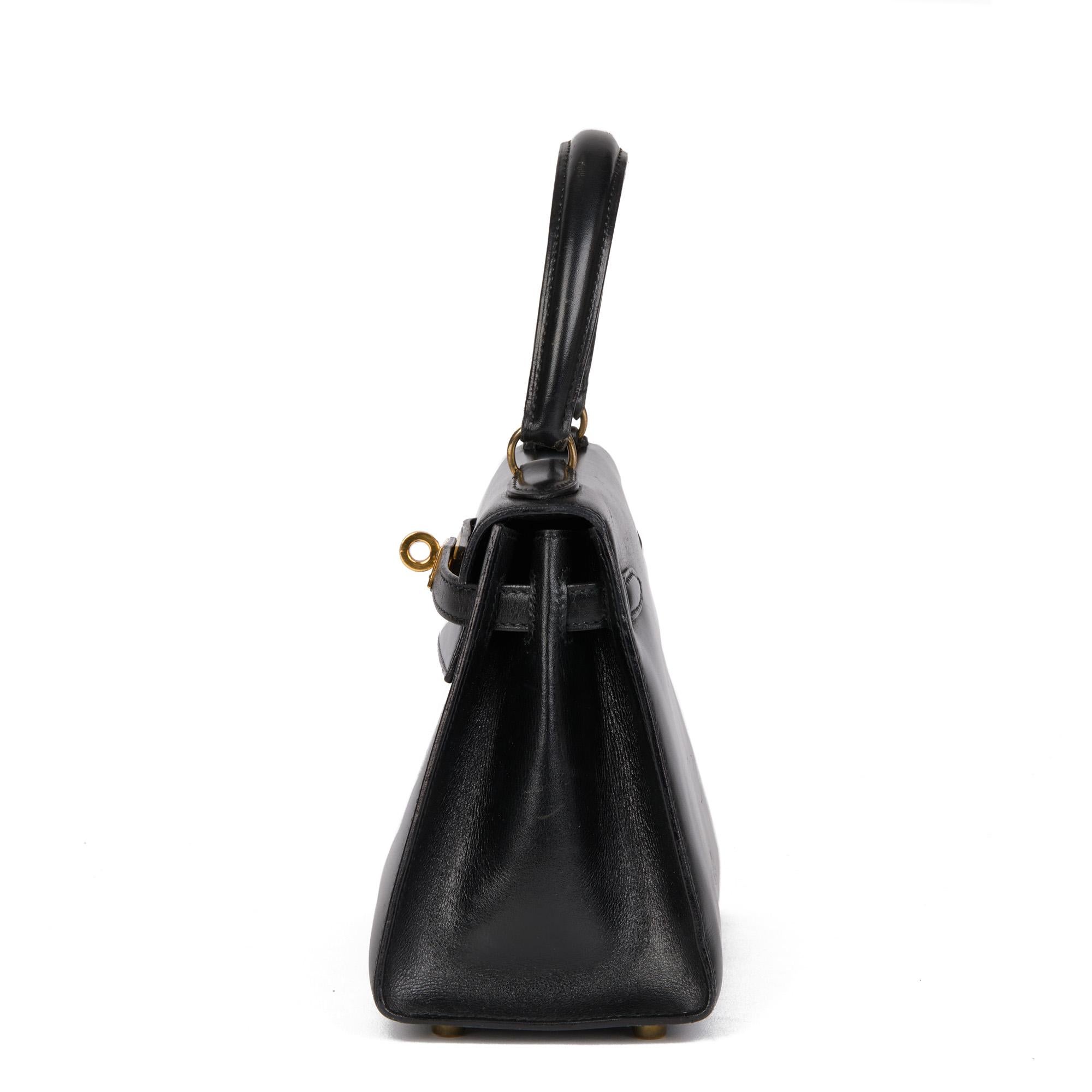 Hermès Black Box Calf Leather Vintage Mini Kelly 20cm Sellier en Bueno estado para la venta en Bishop's Stortford, Hertfordshire