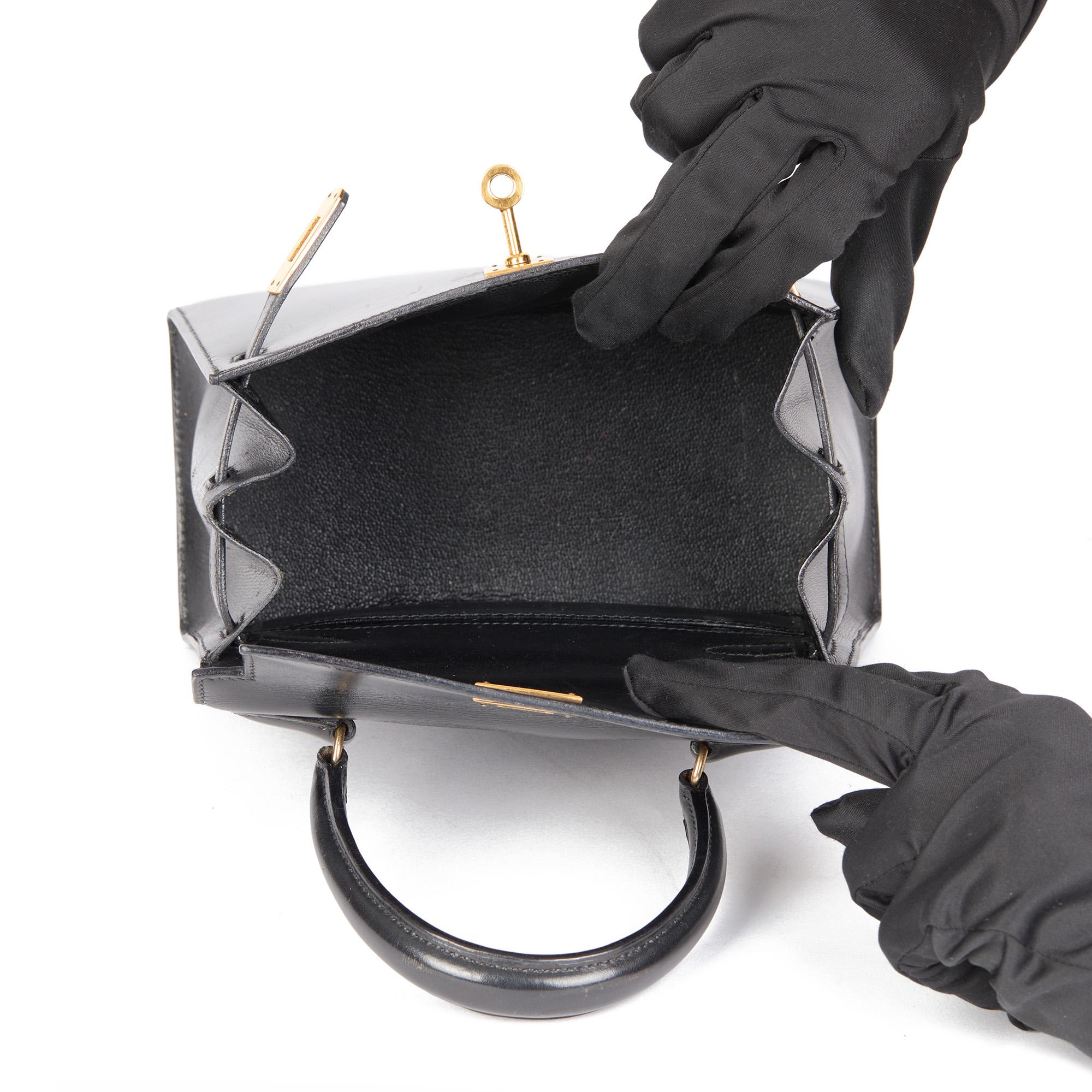 Hermès Black Box Calf Leather Vintage Mini Kelly 20cm Sellier en venta 4