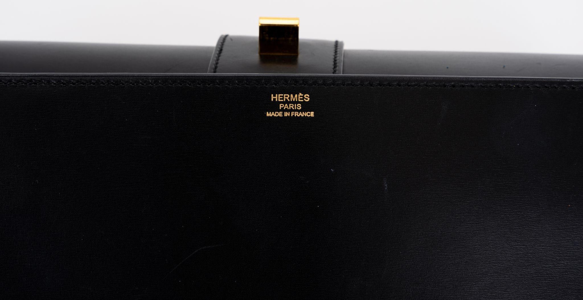 Hermes Black Box Calf Medor 23 Clutch For Sale 1