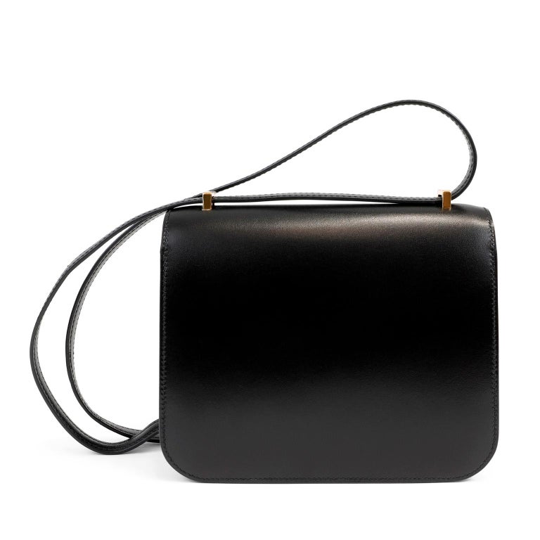 New Hermes 18cm Mini Black Box Calf Constance Shoulder Bag