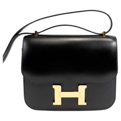 Hermès Black Box Calf Mini 18 cm Constance avec matériel doré