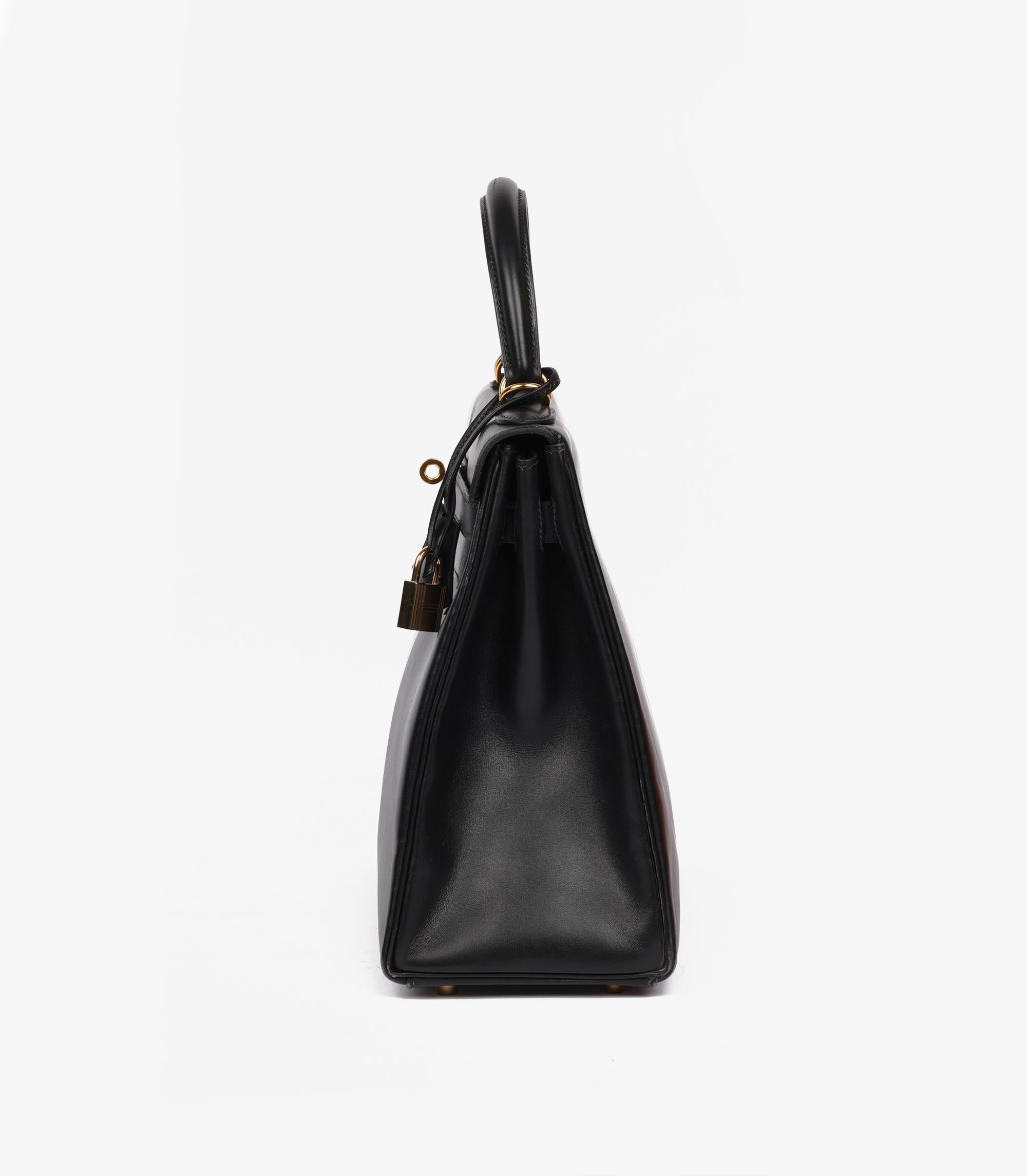 Hermès Boîte noire Veau Vintage Kelly 32cm Retourne en vente 1