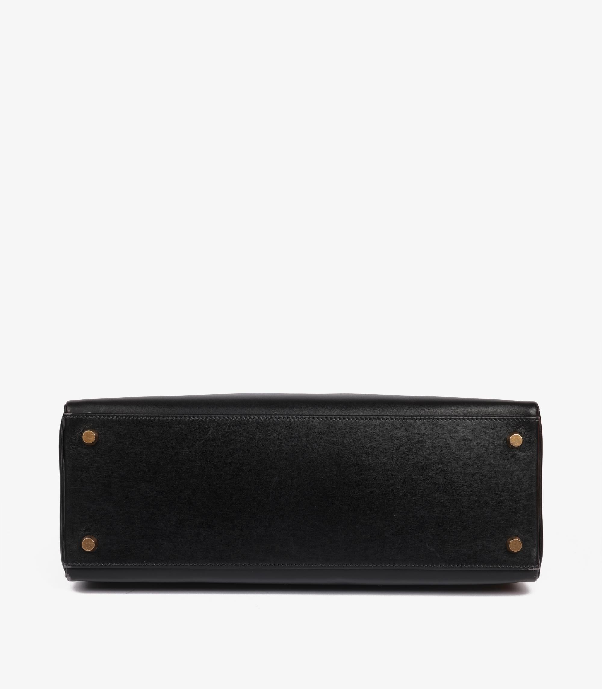 Hermès Boîte noire Veau Vintage Kelly 32cm Retourne en vente 2