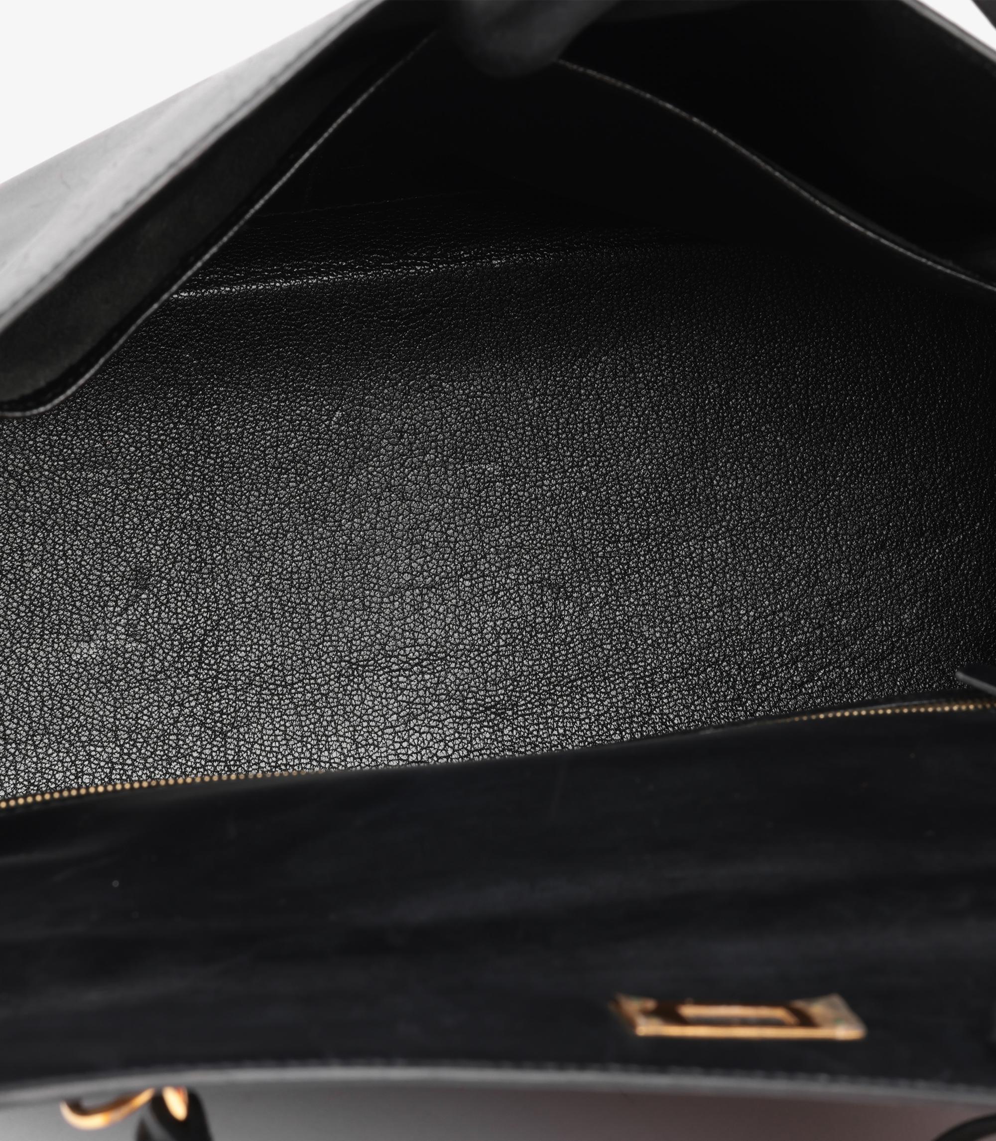 Hermès Boîte noire Veau Vintage Kelly 32cm Retourne en vente 4