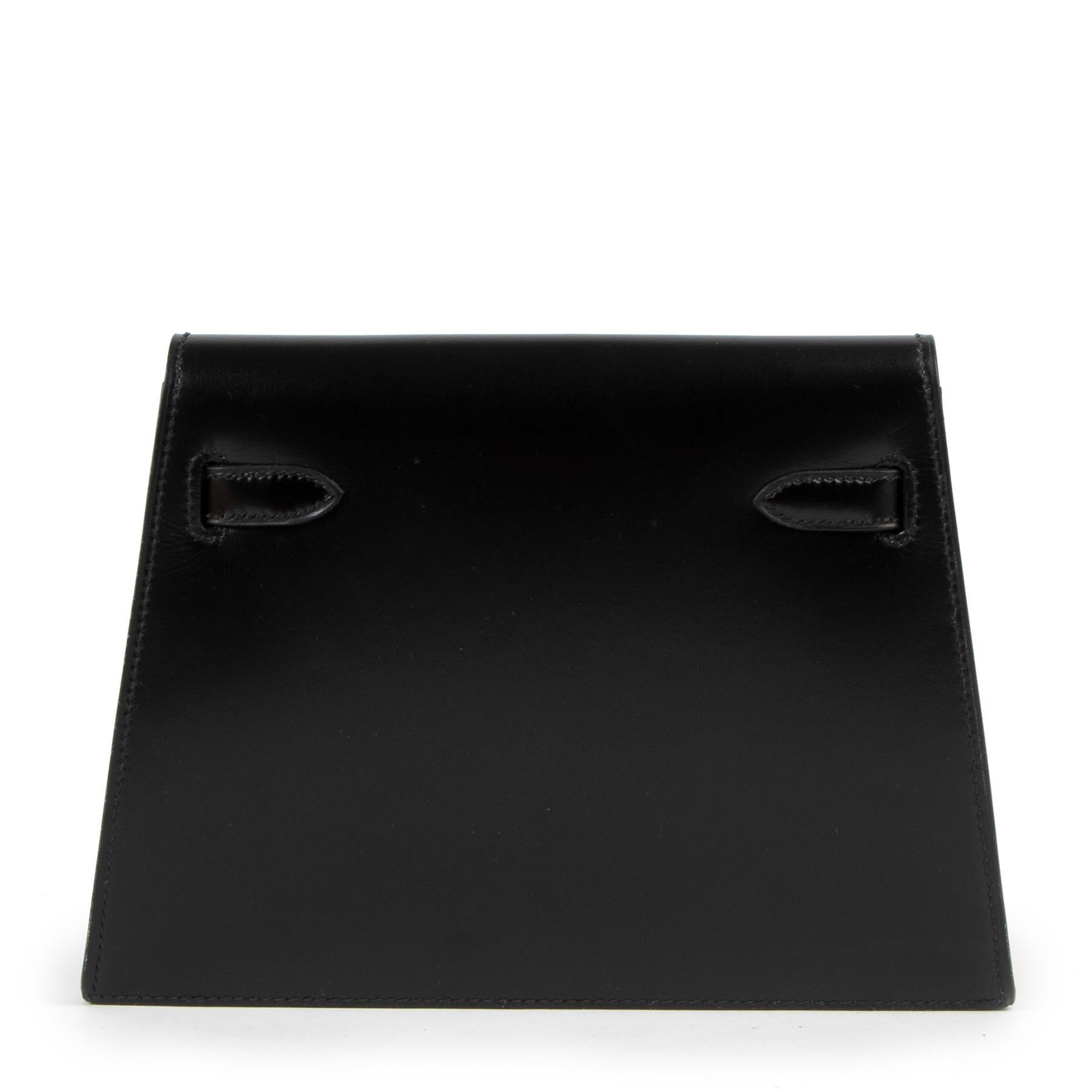 Hermès Black Box Calf Vintage Kelly Clutch In Excellent Condition In Antwerp, BE