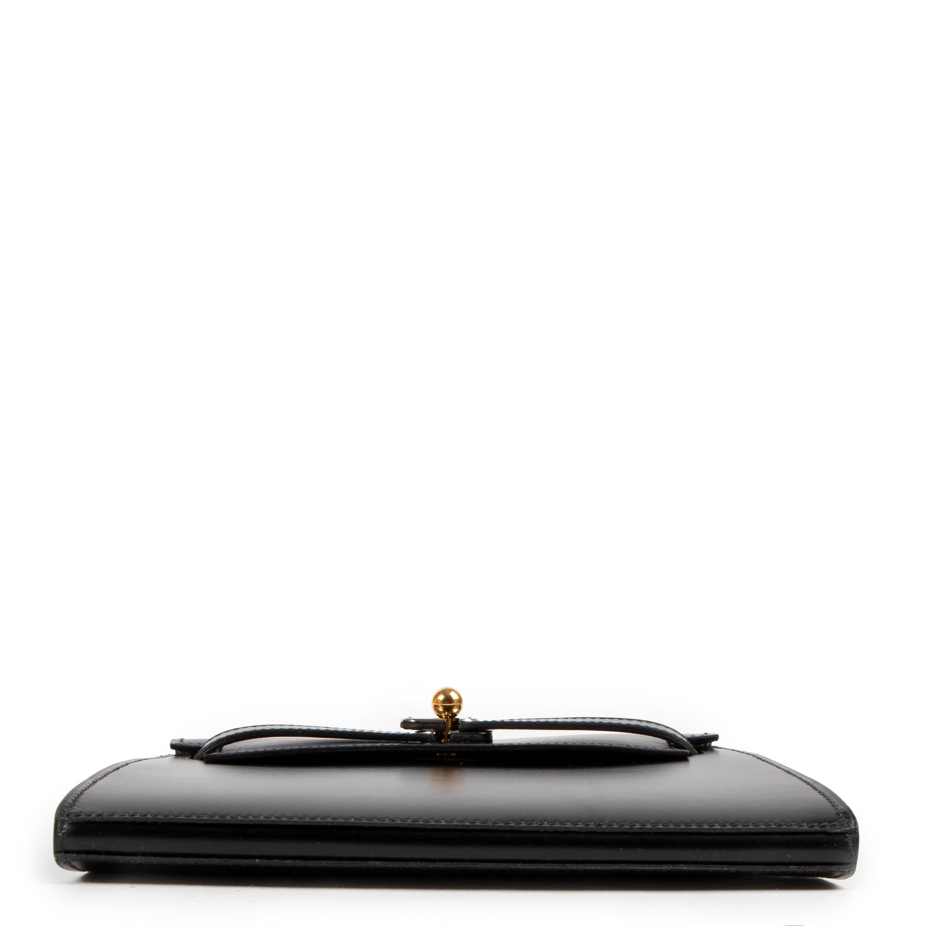 Women's or Men's Hermès Black Box Calf Vintage Kelly Clutch