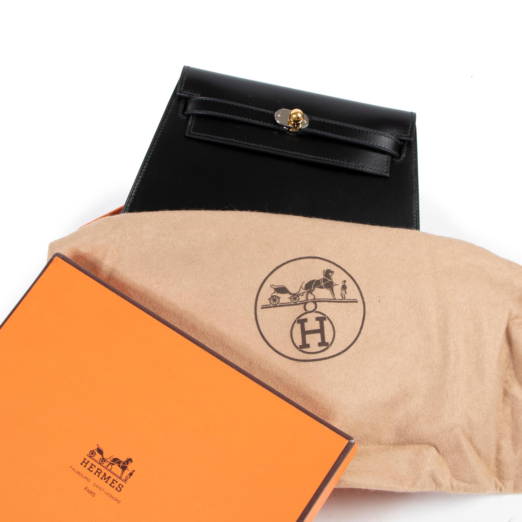 Hermès Black Box Calf Vintage Kelly Clutch 1
