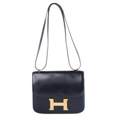 Hermès Black Box Calfskin Constance 18 Shoulder Bag - '80s