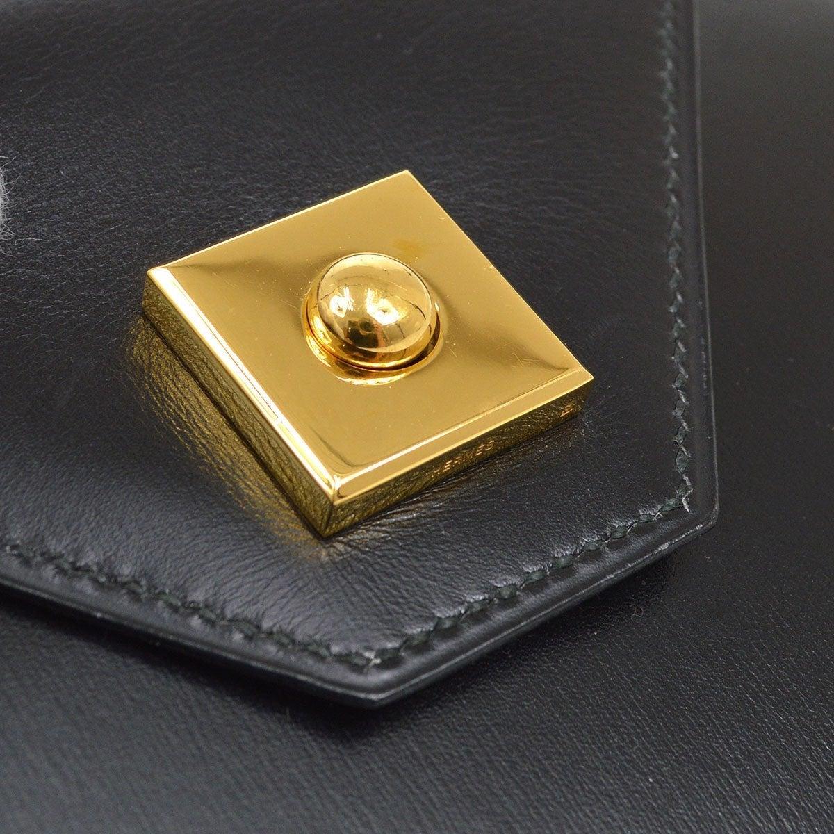HERMES Black Box Calfskin Leather Gold Evening Small Mini Shoulder Flap ...