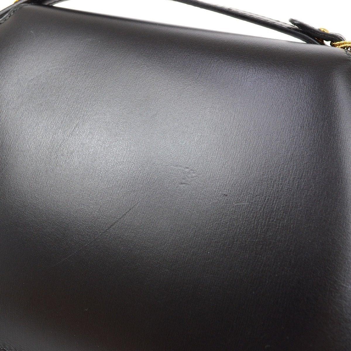 HERMES Black Box Calfskin Leather Gold Evening Small Mini Shoulder Flap Bag In Good Condition In Chicago, IL
