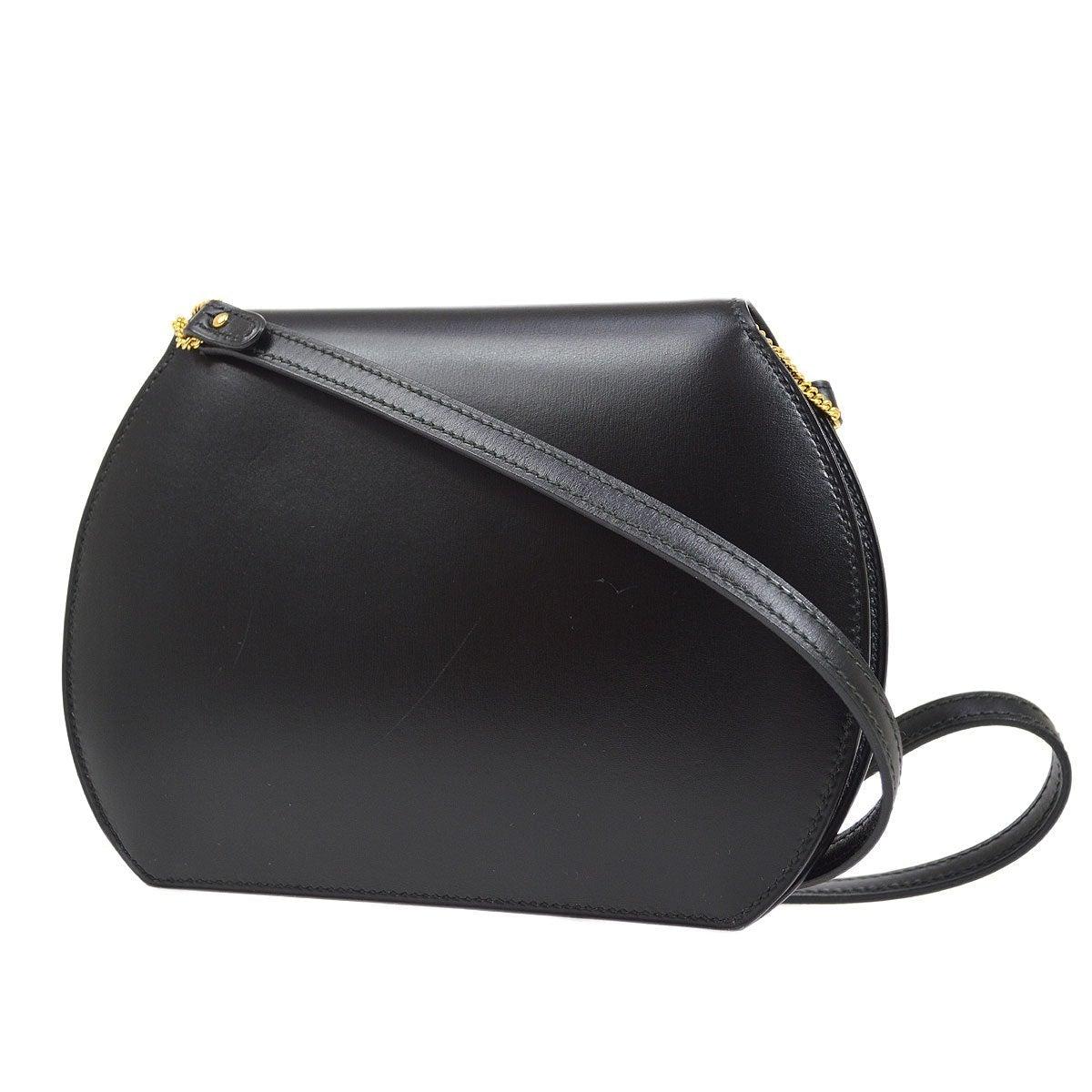 HERMES Schwarze Box Kalbsleder Gold Abend Kleine Mini-Schulterklappentasche im Angebot 1