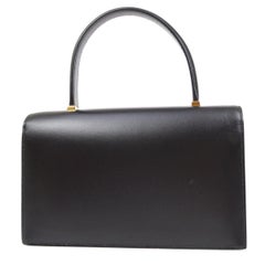 HERMES Black Box Calfskin Leather Gold Hardware Piano Top Handle Satchel Evening