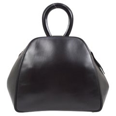 HERMES Black Box Calfskin Leather Top Handle Bowling Bag