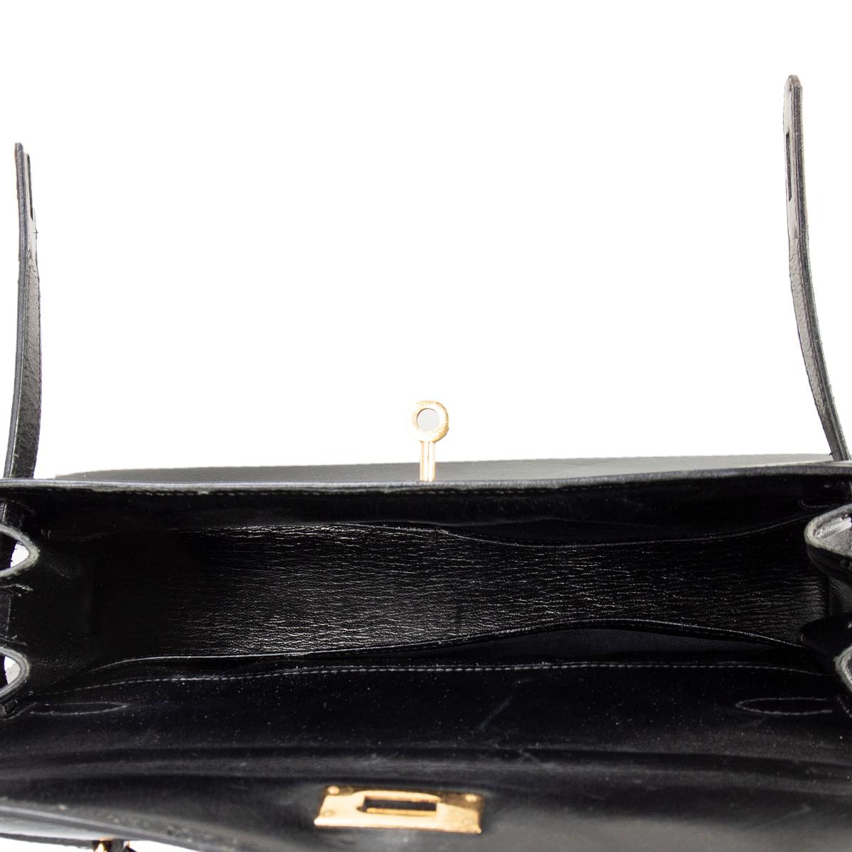 Women's HERMES black Box KELLY I 28 SELLIER Bag VINTAGE