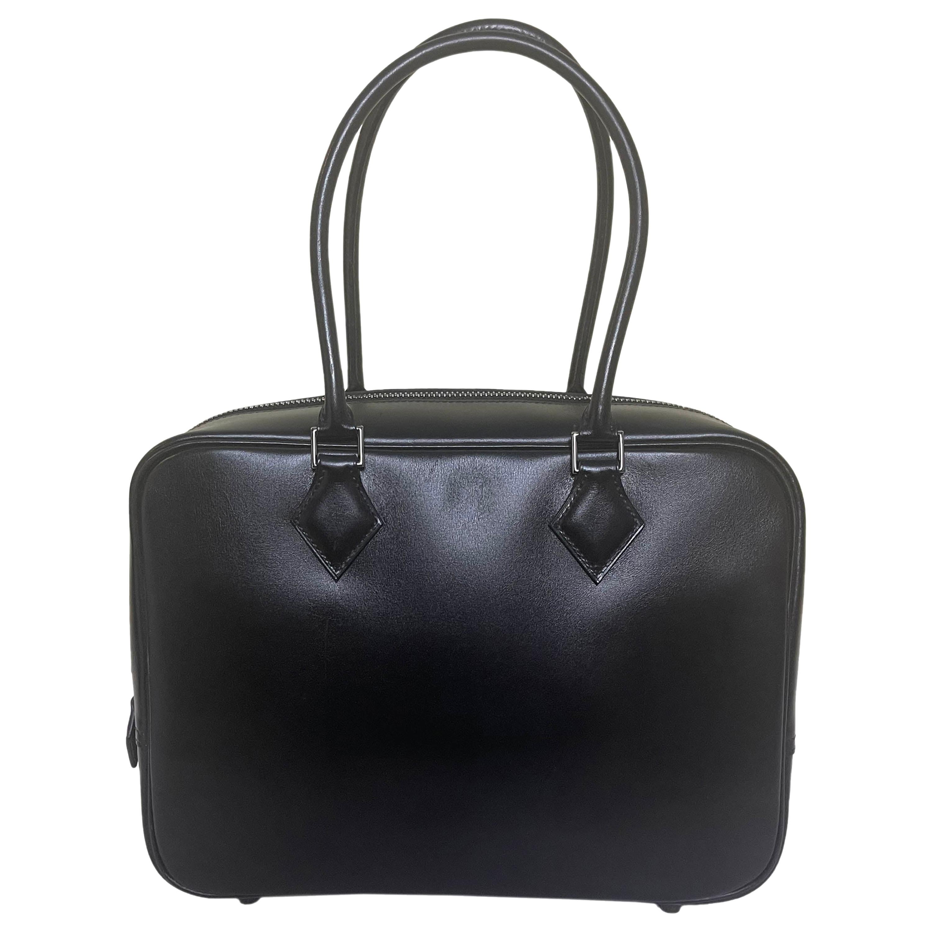 Hermes Black Box Leather 28cm Plume Bag