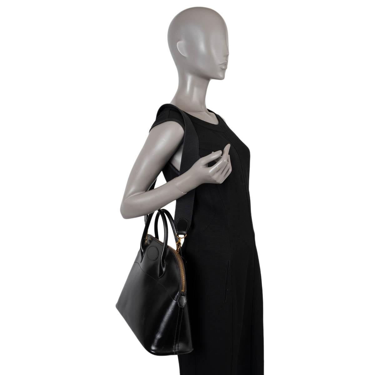 HERMES black Box leather BOLIDE 35 Bag GHW For Sale 10