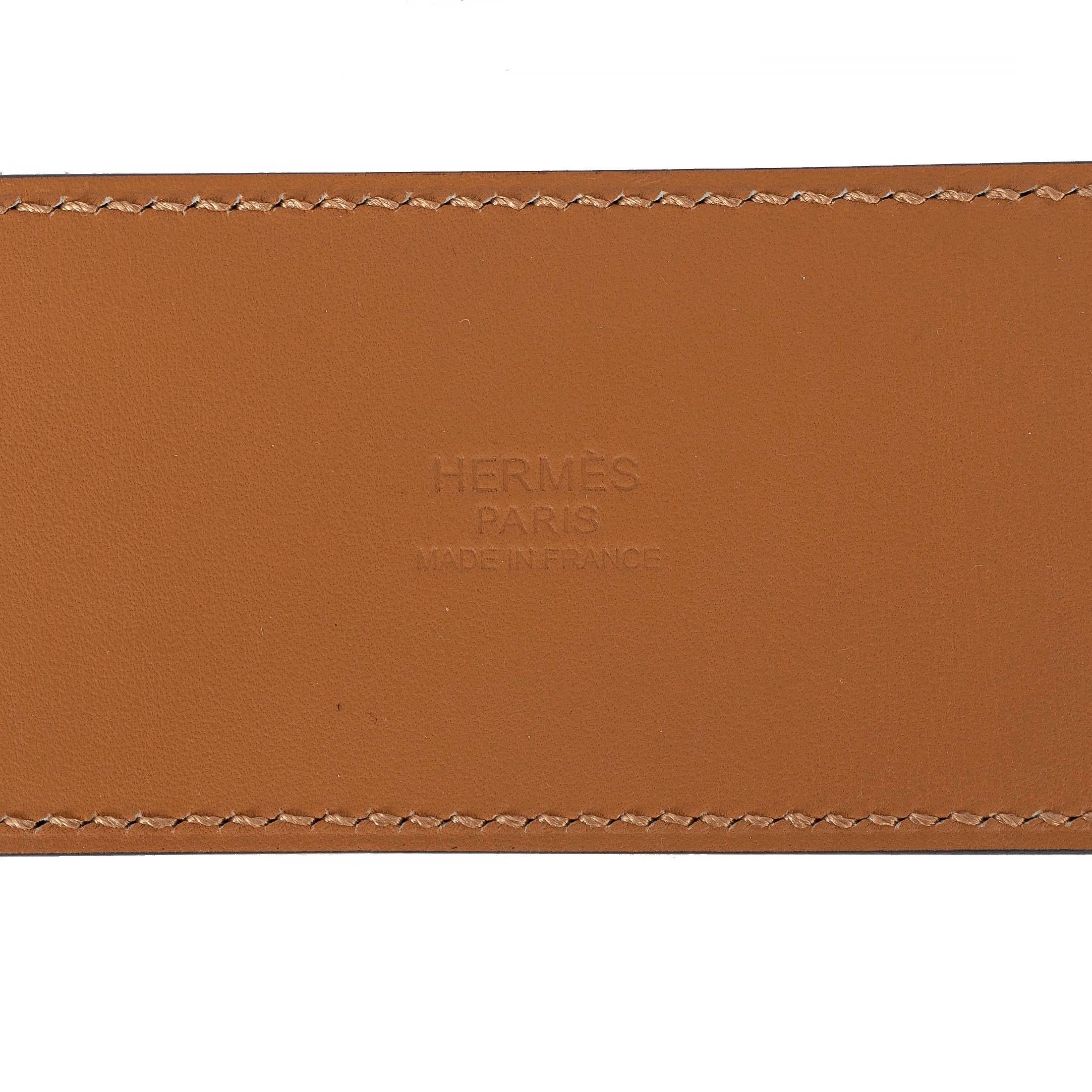 HERMES black Box leather COLLIER DE CHIEN 50mm Waist Belt 70 1